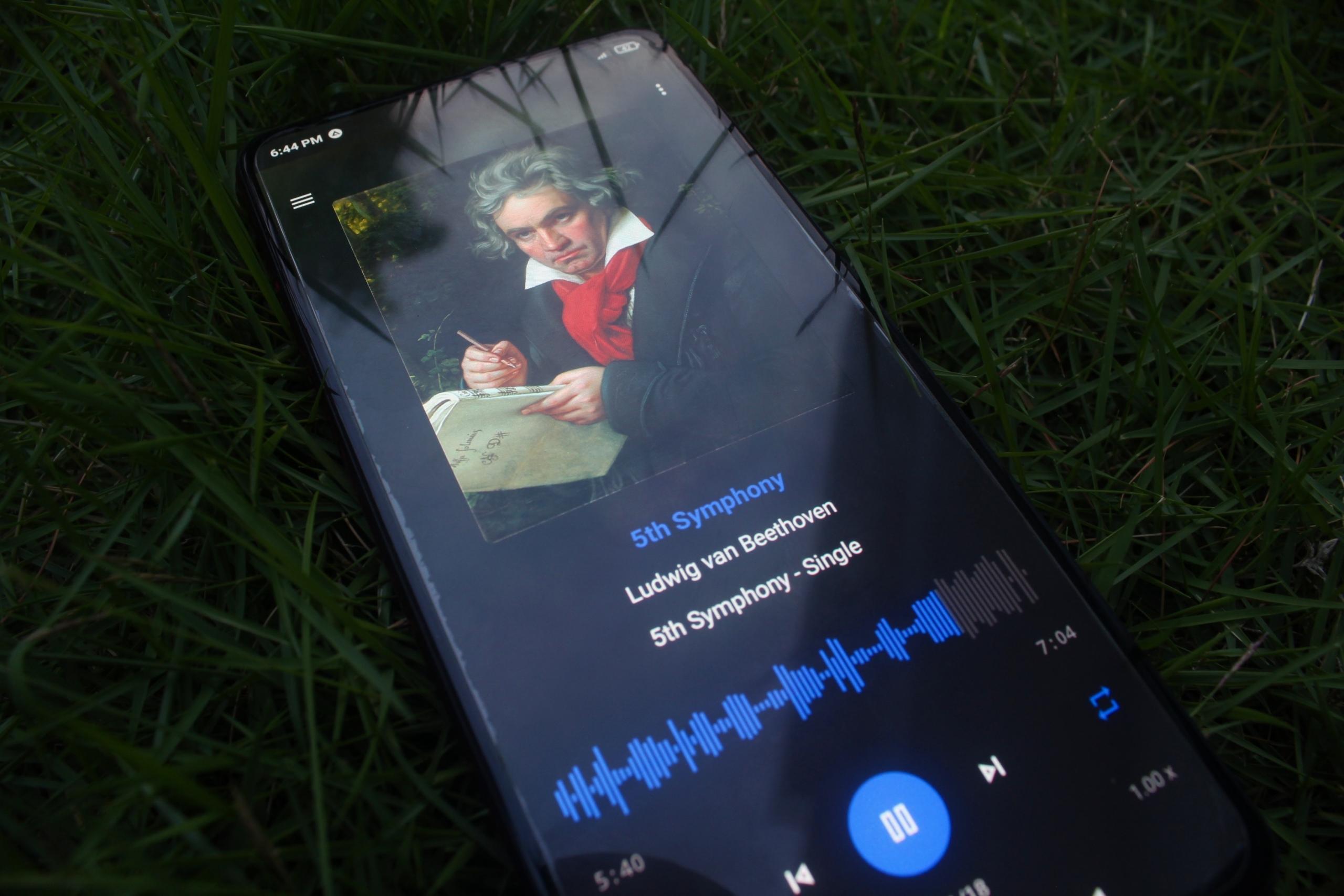 Beethoven playing on a phone on Spotify.