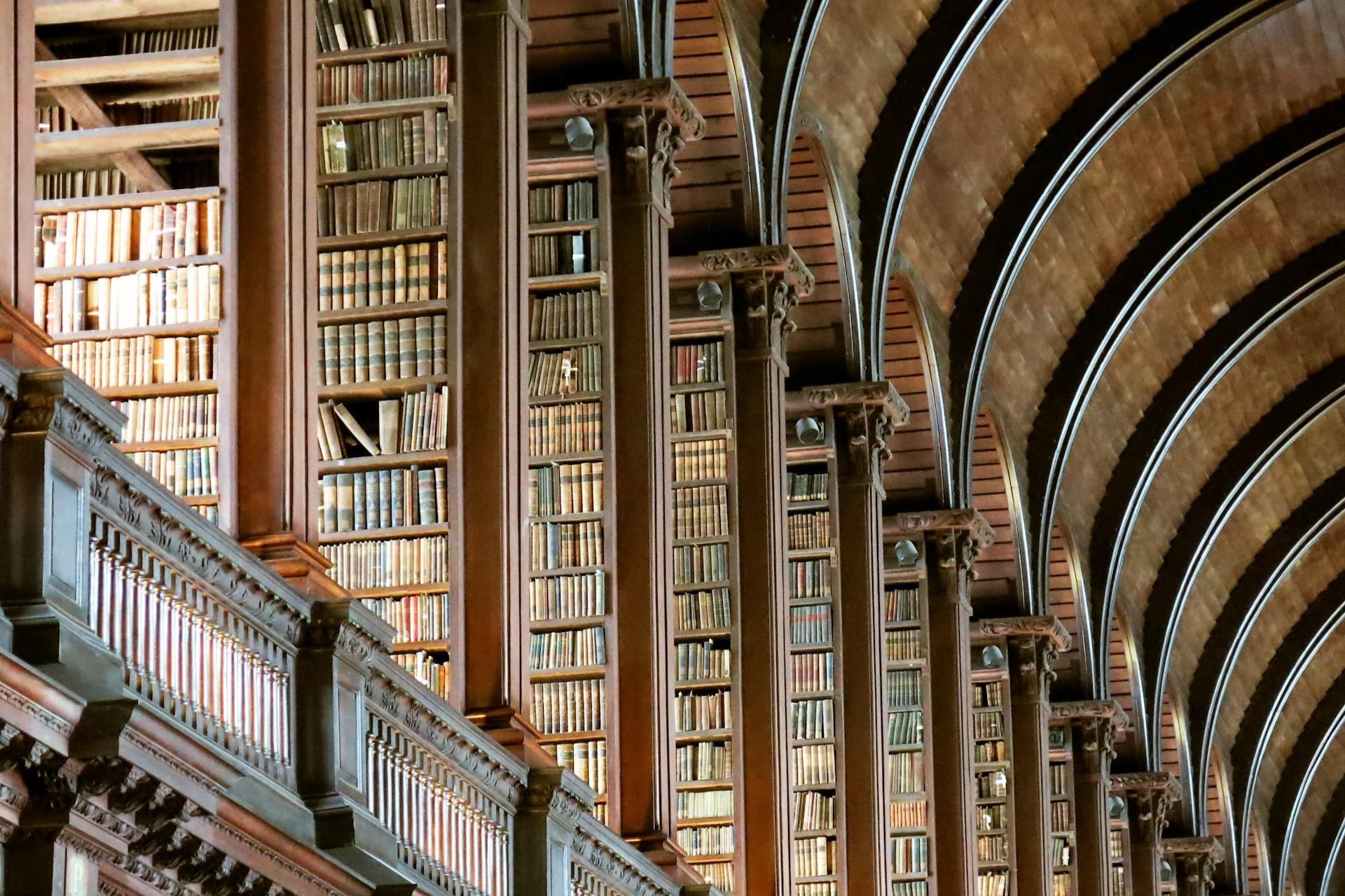A view of the Long Room at Trinity College.