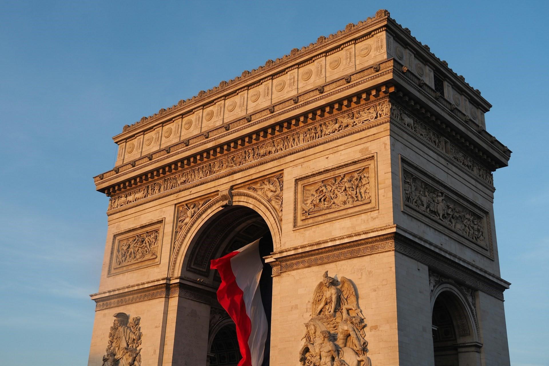 The Arc de Triomphe, Paris.