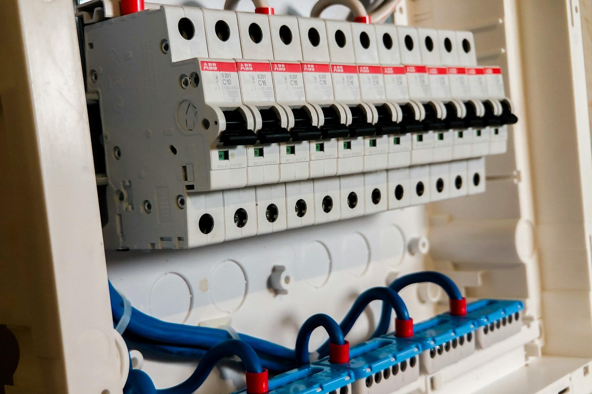 A closeup of a fuse box.