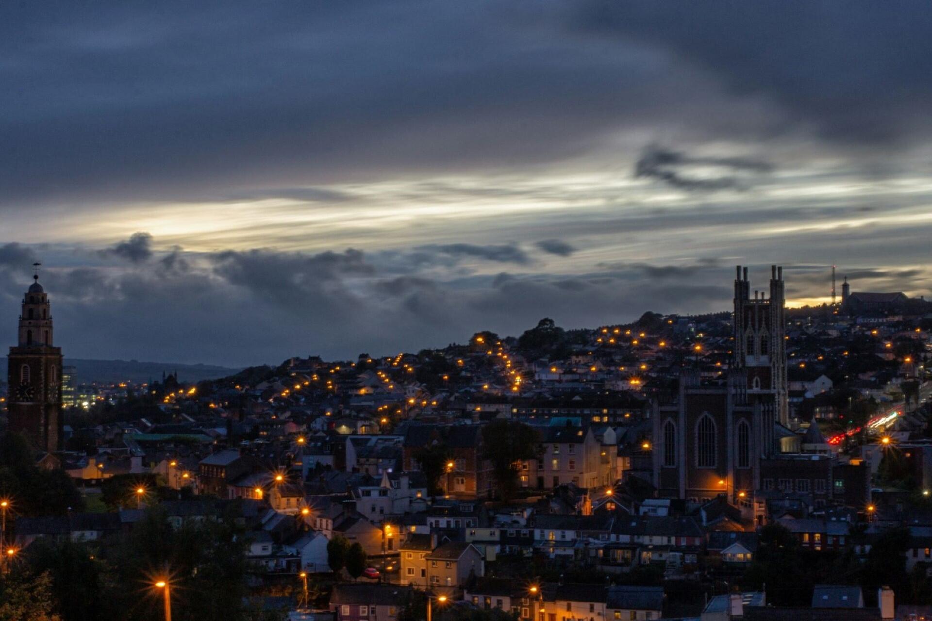 A view over the city of Cork in the evening.