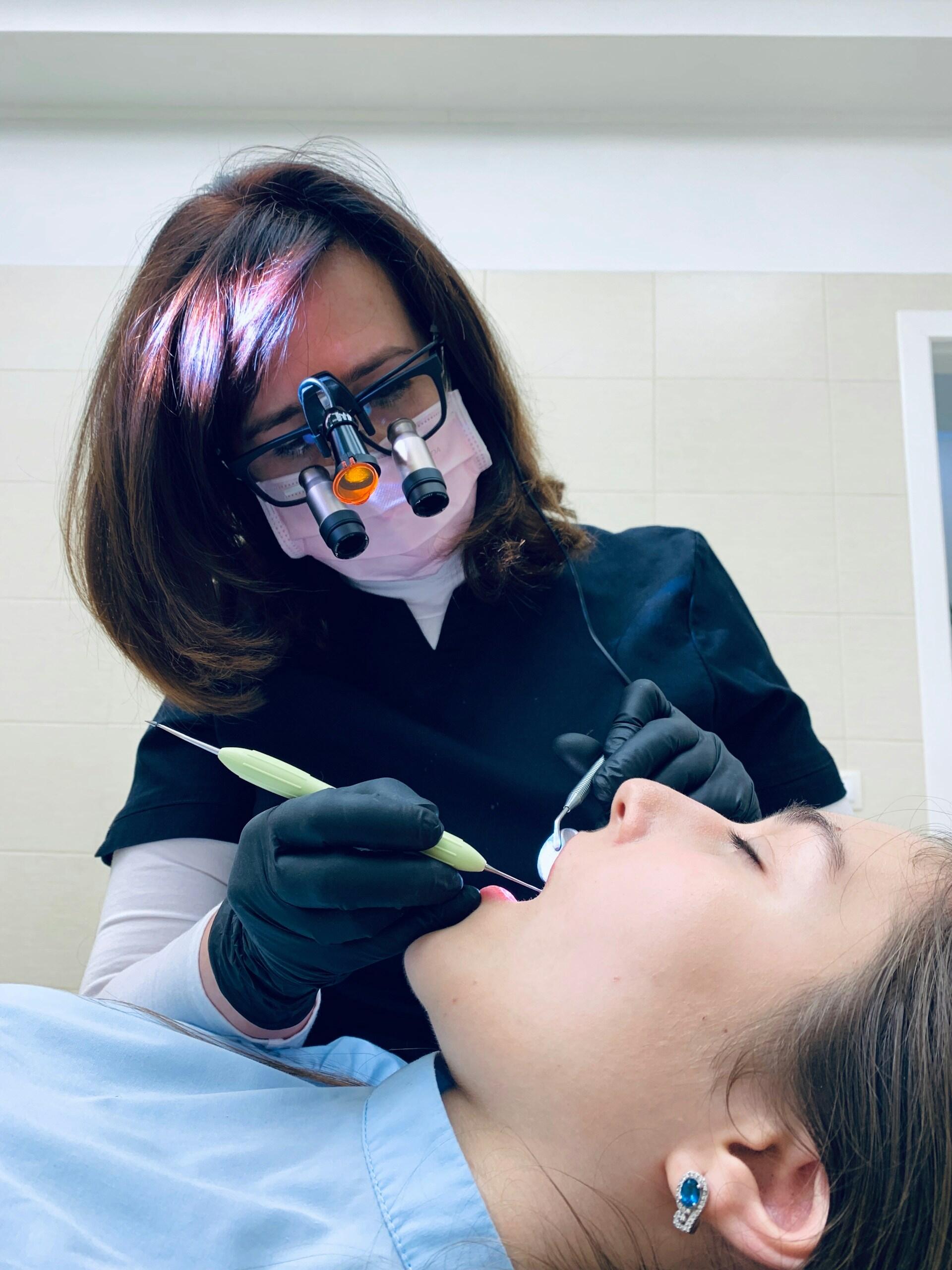 A dentist with a patient.