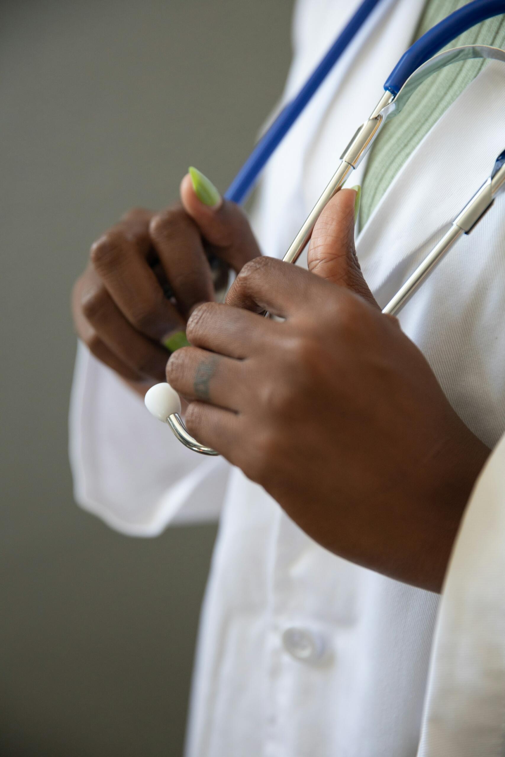 A doctor with a stethoscope and a lab coat.