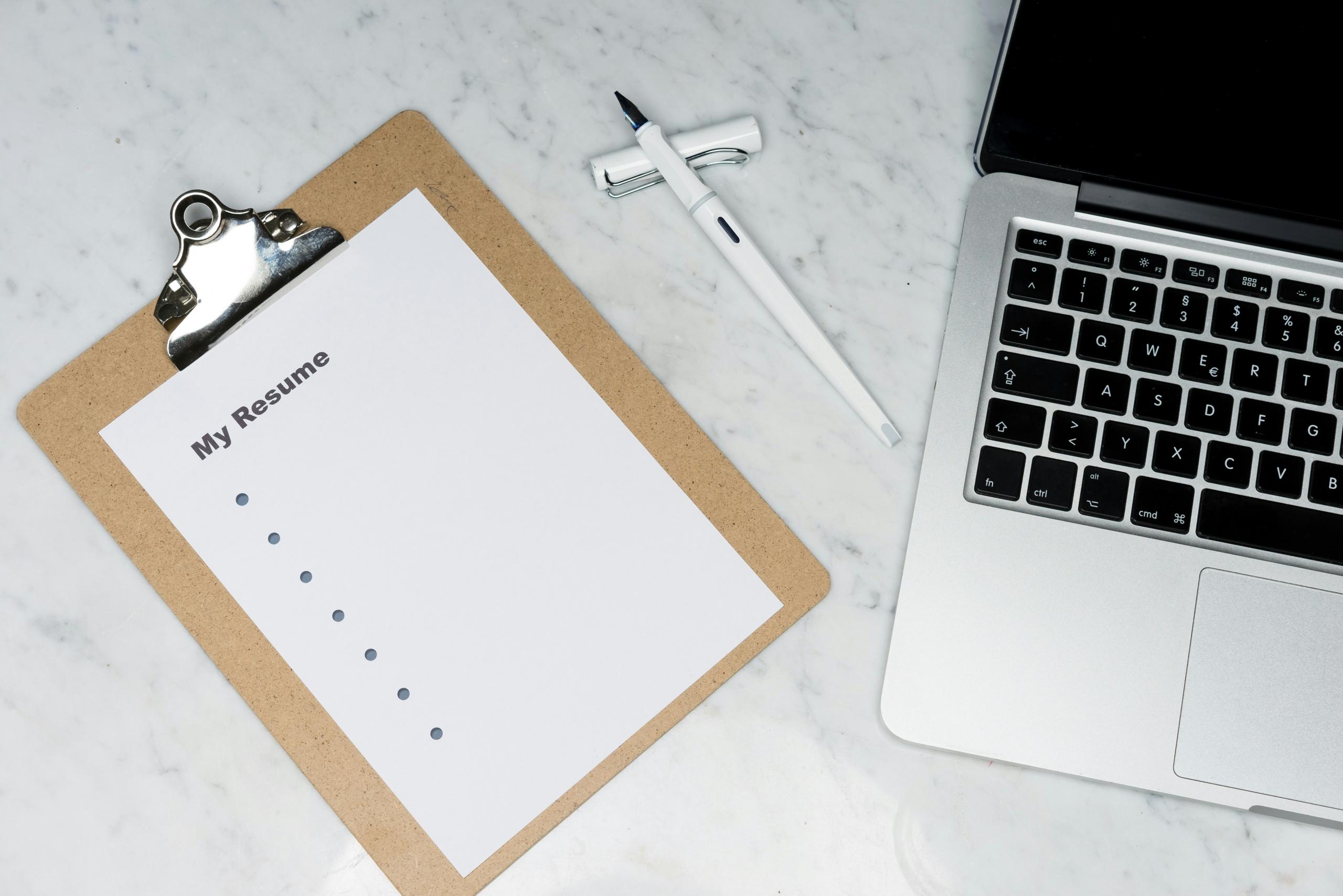 A candidate begins their first draft of a resume for a role they are interested in.