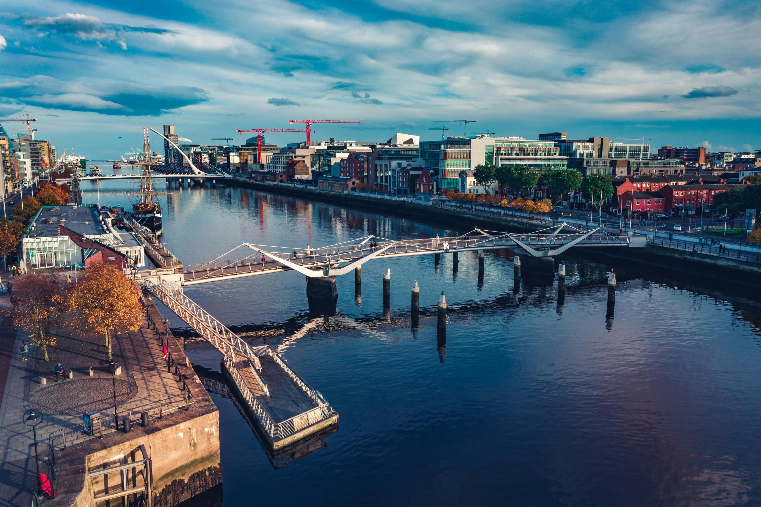 The river Liffey running through Dublin's docklands