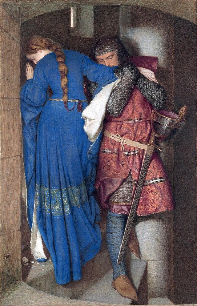 A photo of the painting "the meeting on the turret stairs"