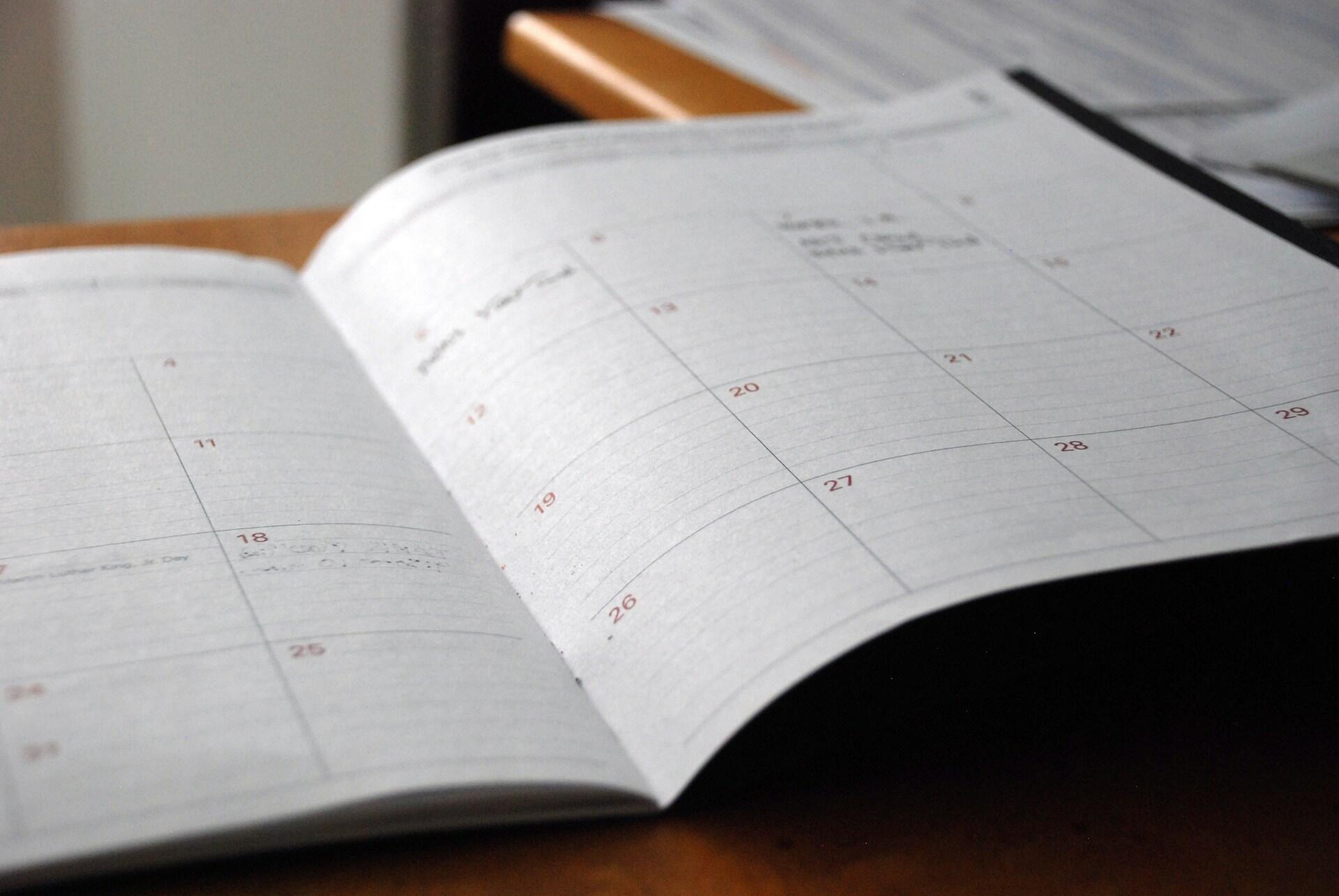 A calendar or planner.