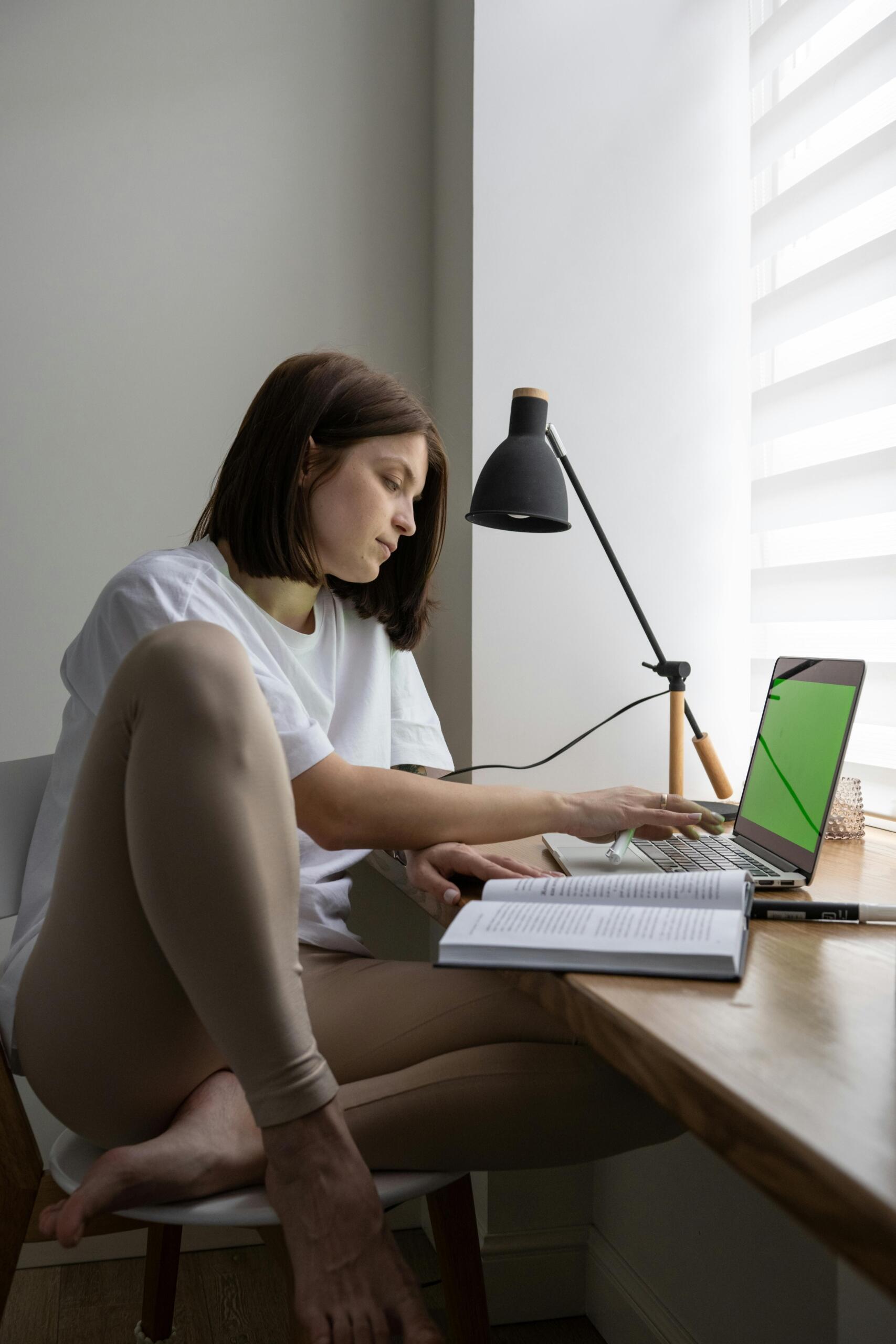 A leaving cert student is revising at her desk