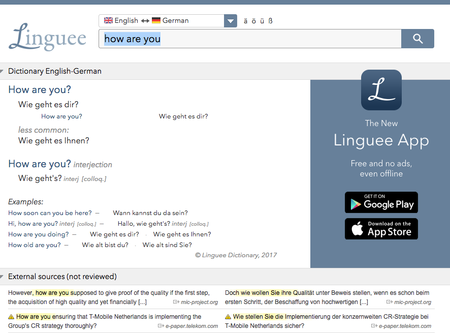 Like Google Translate, Linguee is available to download on iOS or Android and it's free! 
