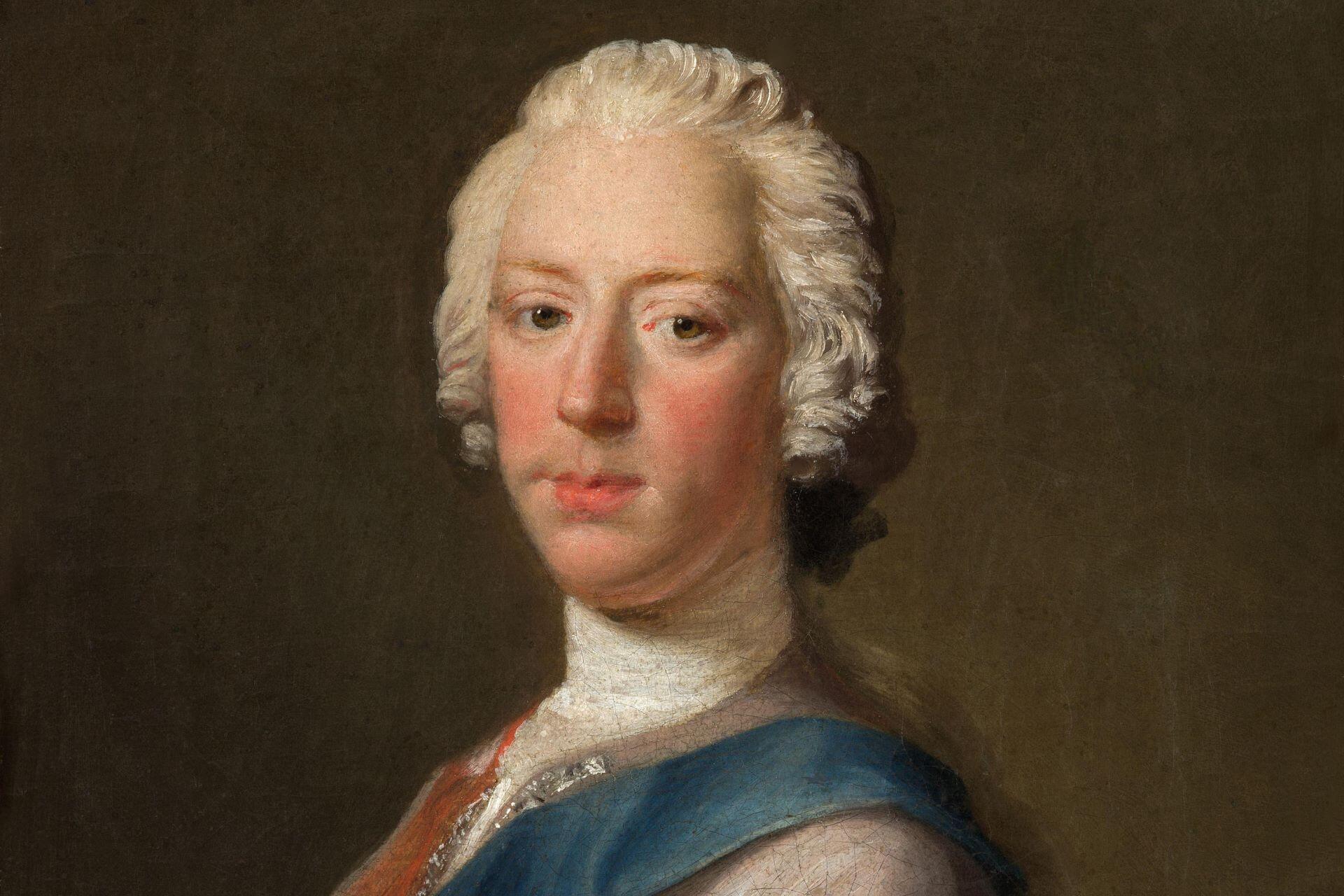 eighteenth century painted portrait of Charles Edward Stuart in formal attire