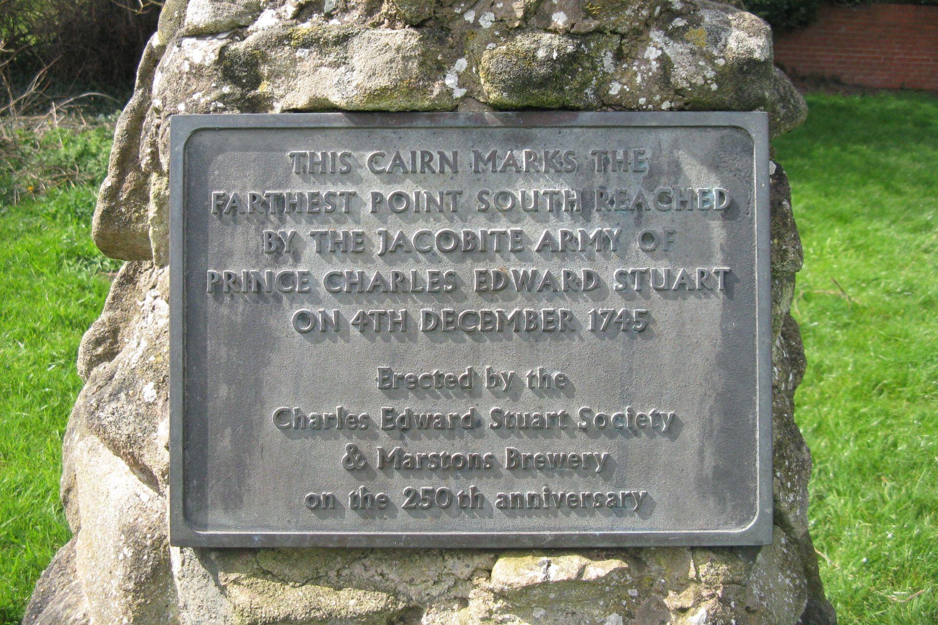 stone cairn marking the southernmost point reached by the Jacobite army of Prince Charles Edward Stuart in 1745