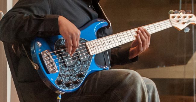 Playing the guitar