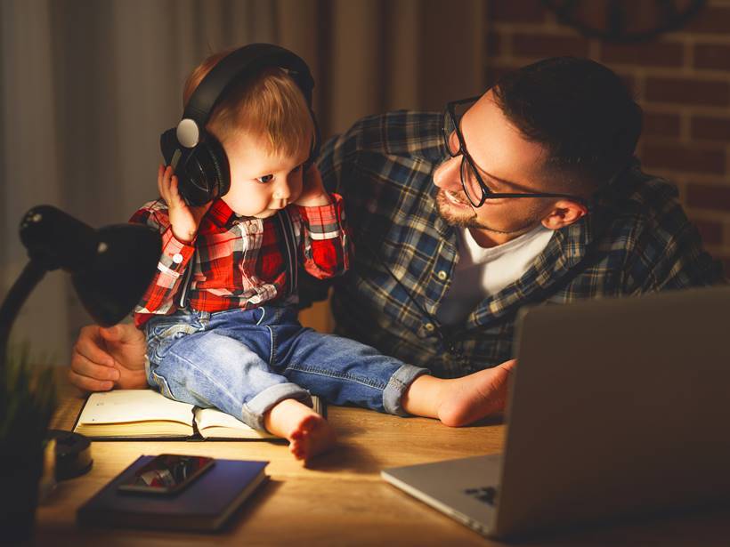 Child listening to music