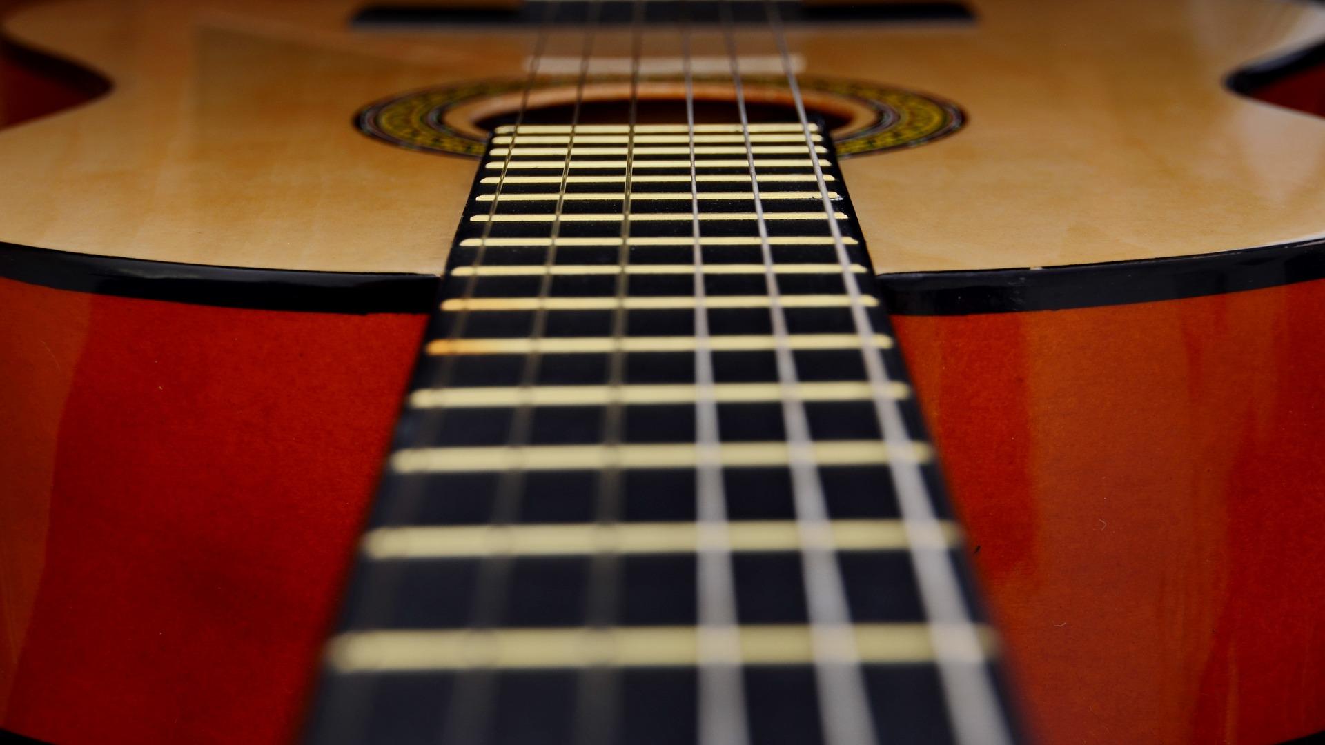 guitar fretboard close-up
