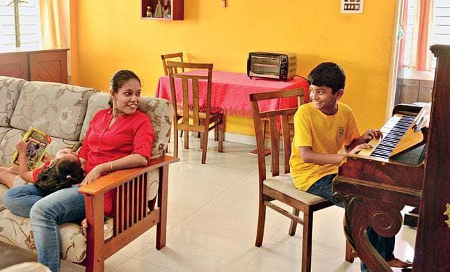 Child learning music