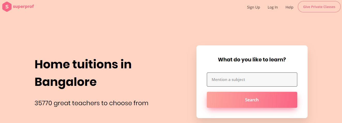 Superprof database in Bangalore