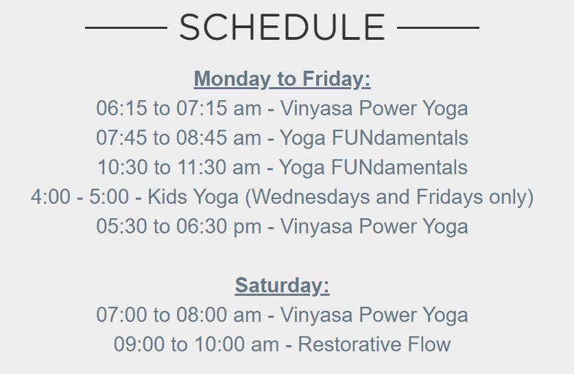 Yoga Schedule