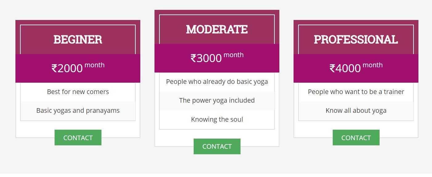 Yoga Sea Pricing