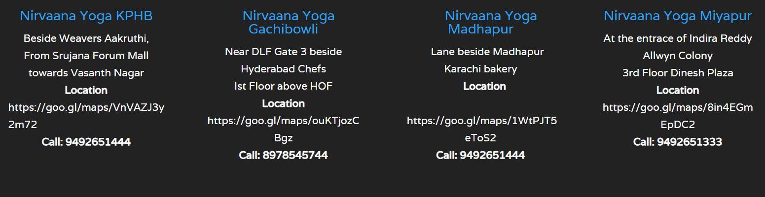 locations - nirvaana yoga
