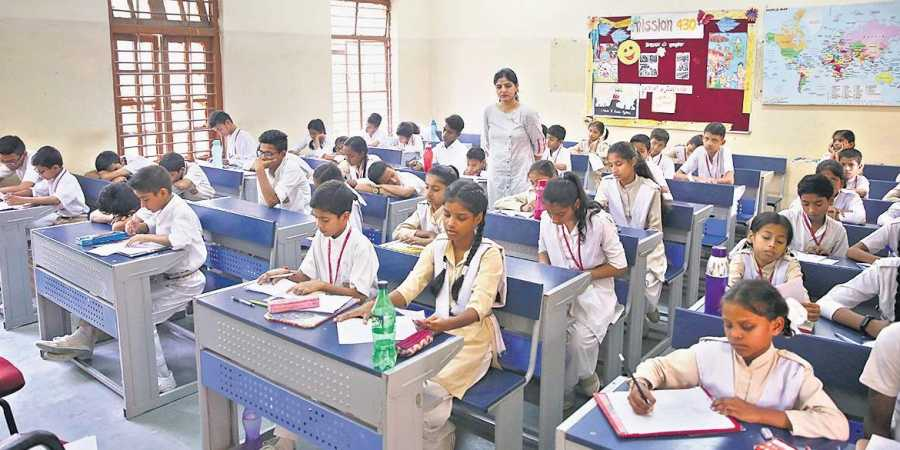 Students learning in a classroom