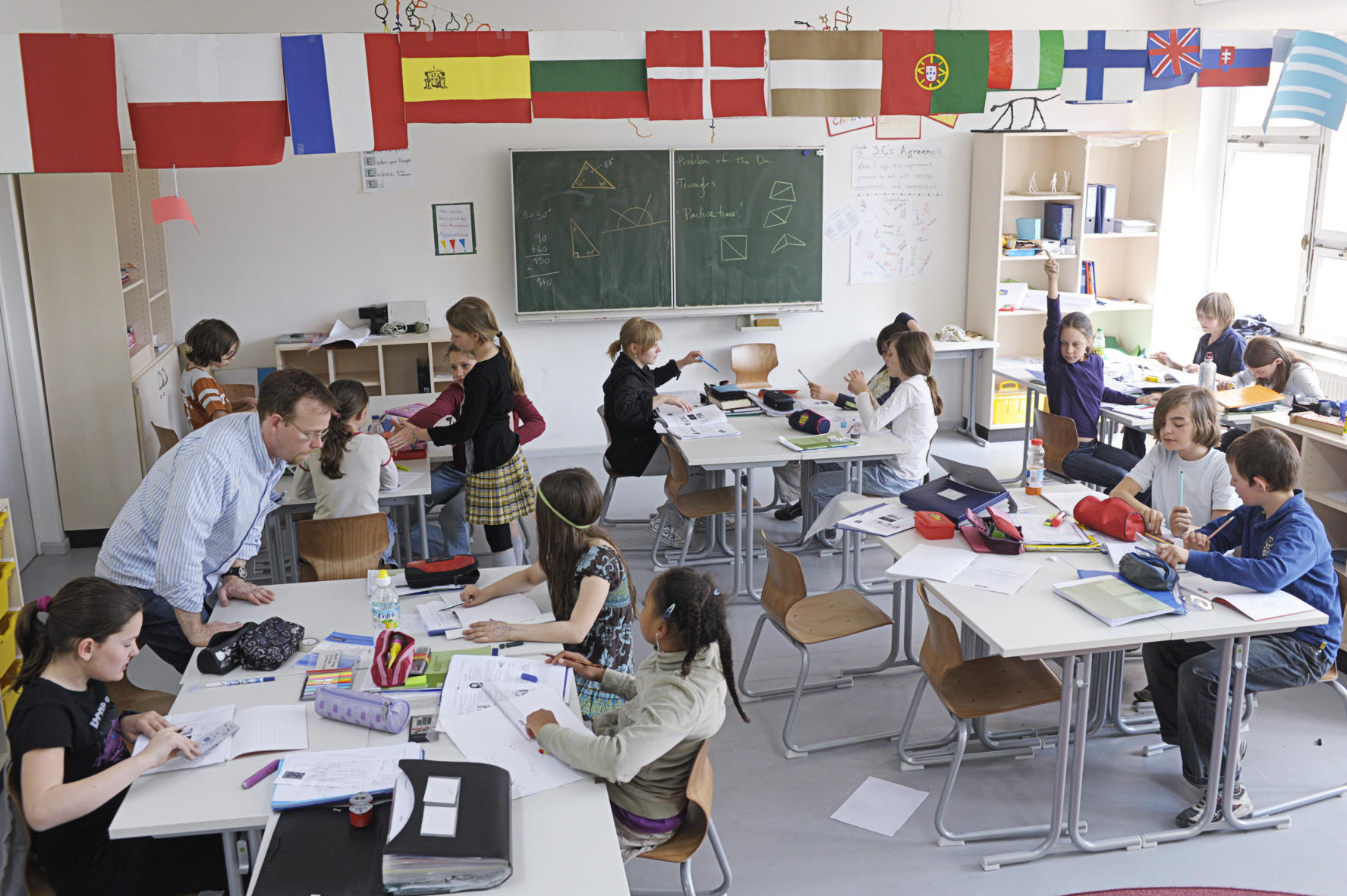 Students learning crafts.