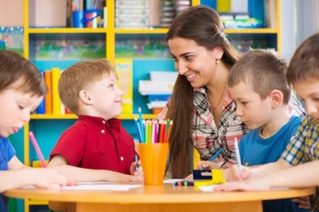Children with a teacher
