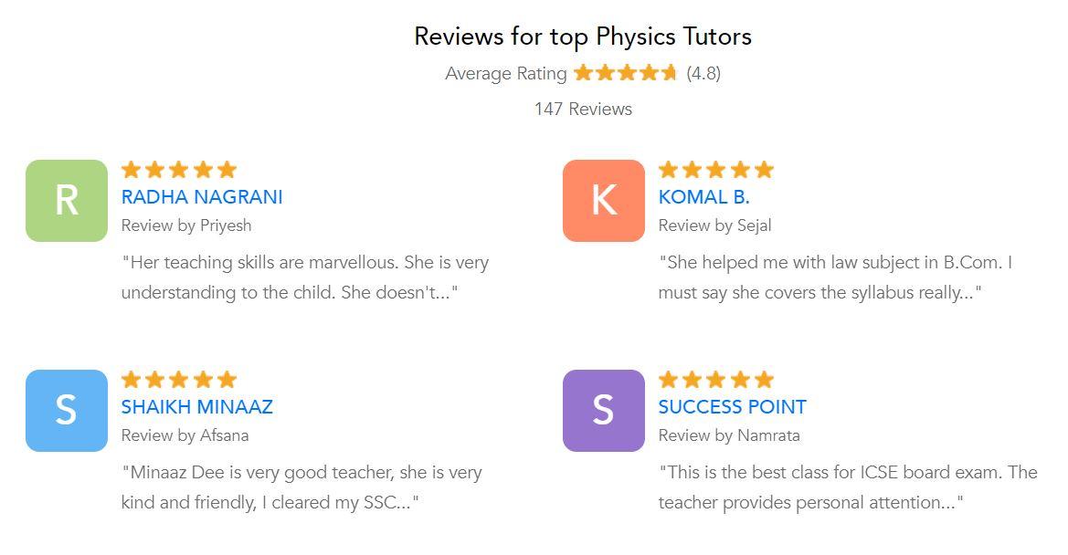 Tutor reviews