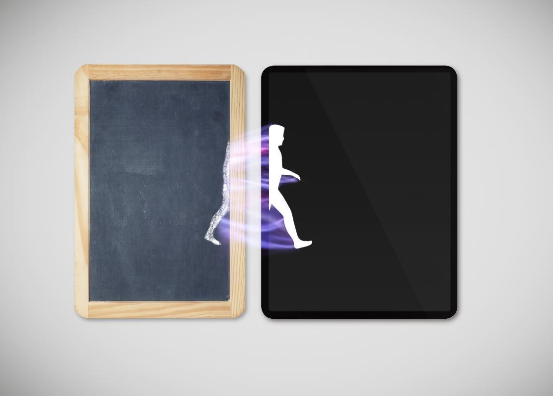 Black board and digital screen