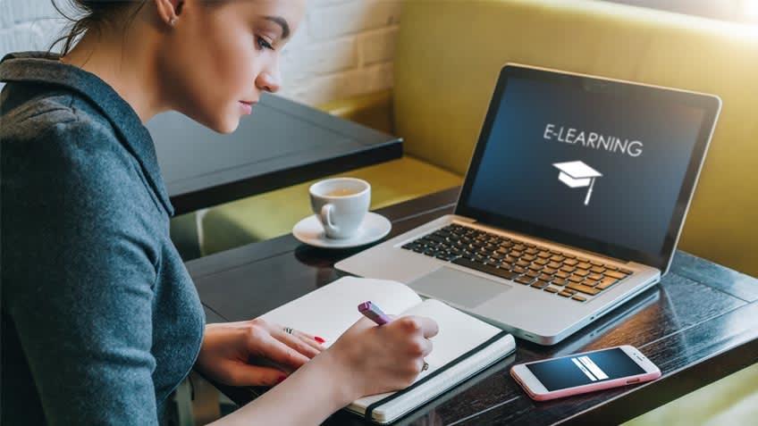 A student practicing online