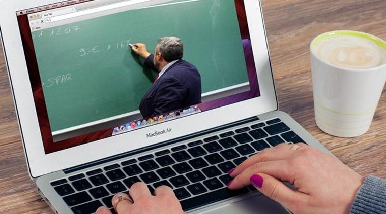 A teacher offering online lesson