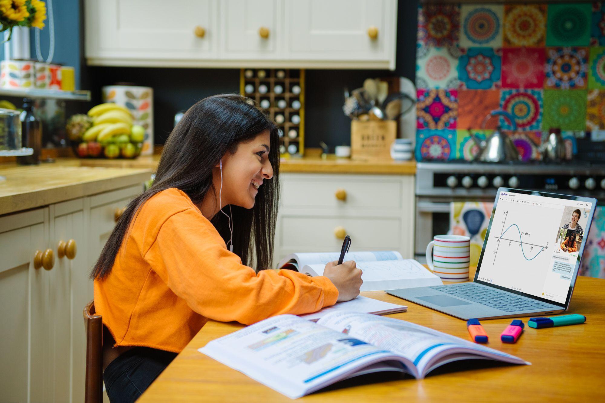 Student studying online