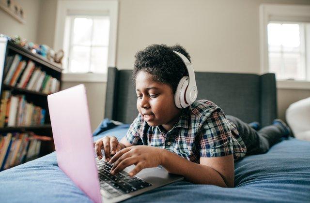 A child with a smart device