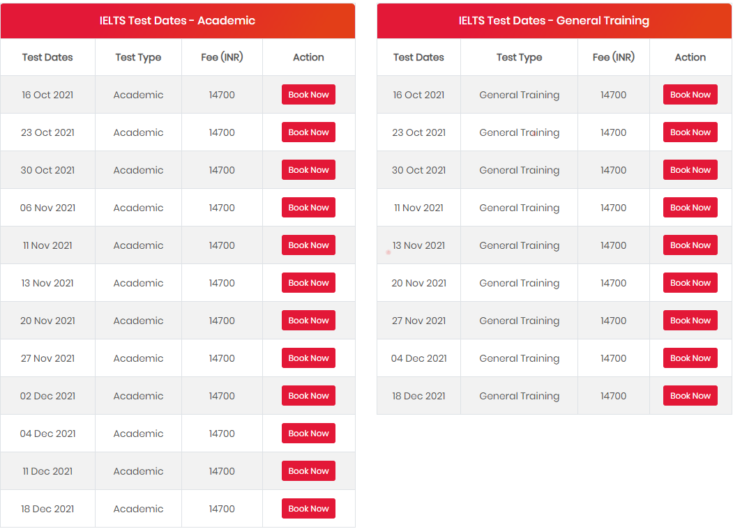 ielts schedule