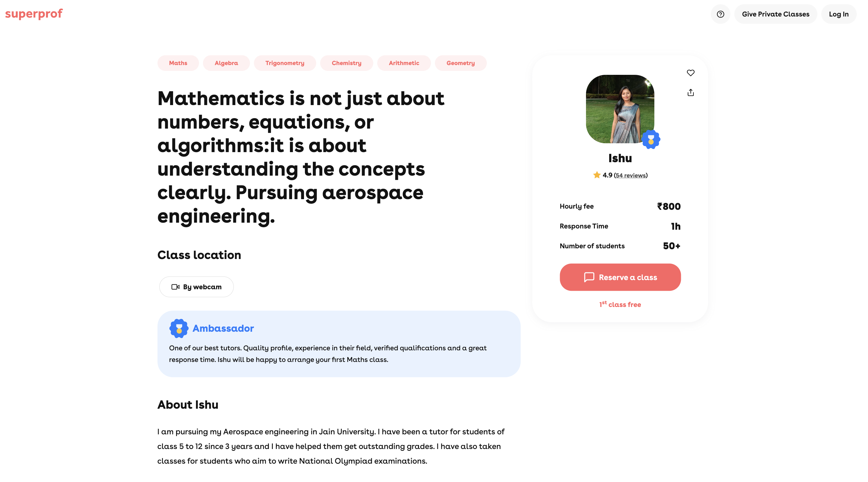 Maths teacher on Superprof