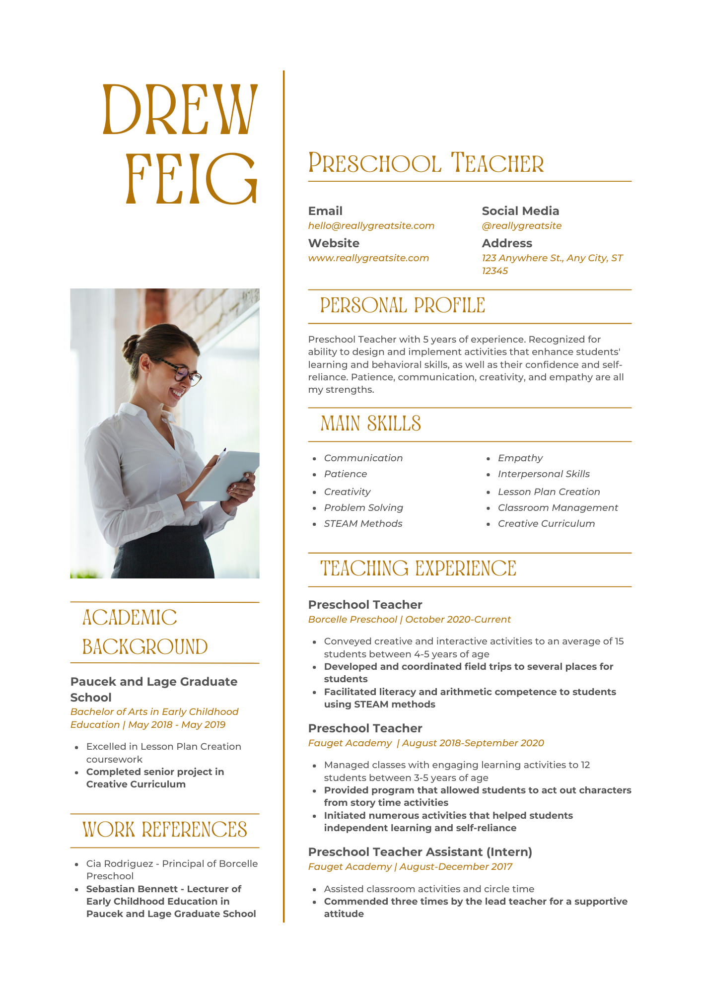 Teacher Resume template