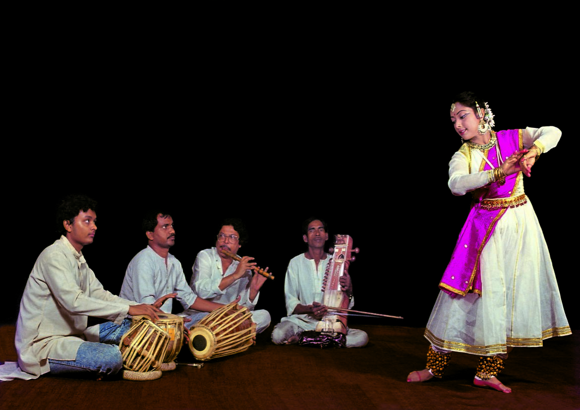 Kathak dancers and musicians