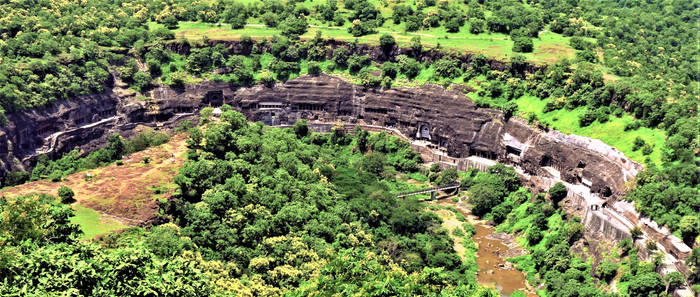 aerial view of Ajanta caves