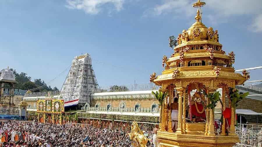 Tirupati Balaji temple with crowd