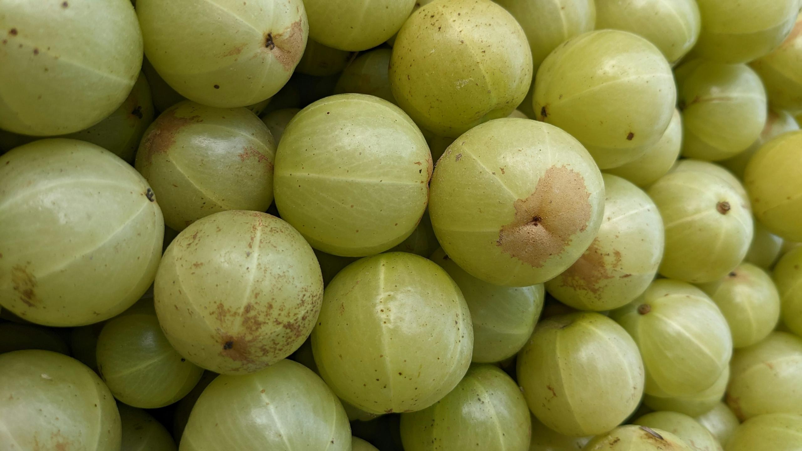 A closeup of amla fruits