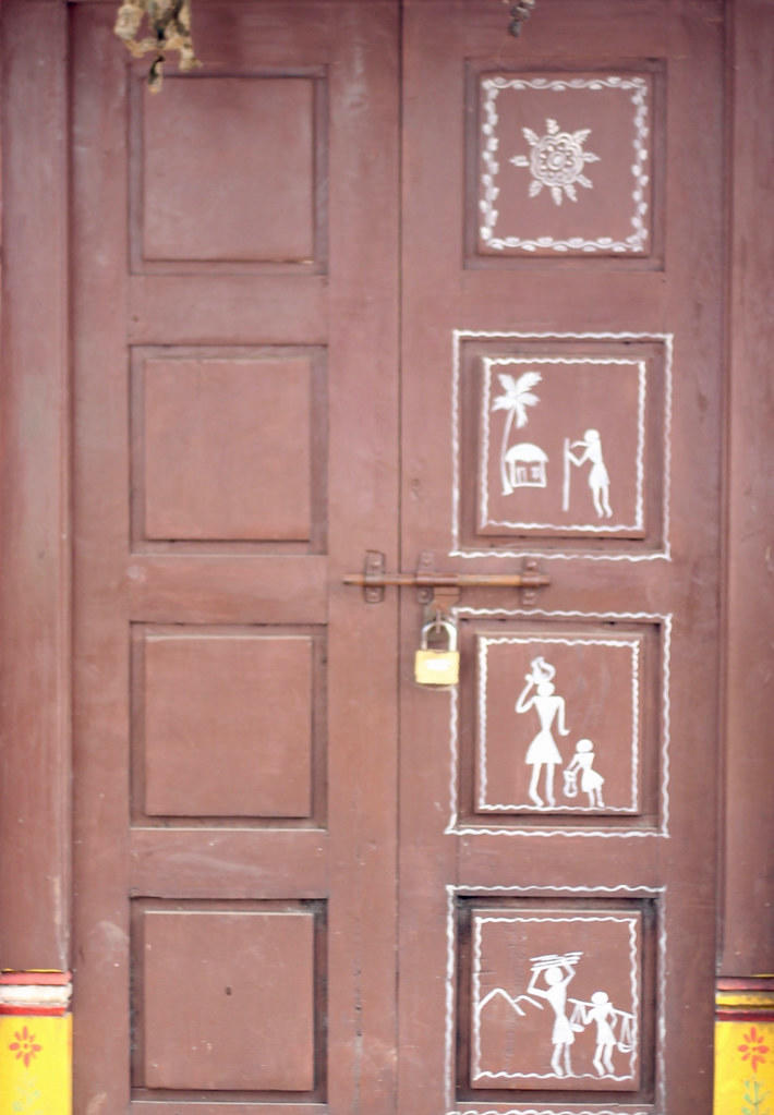 warli painting on door
