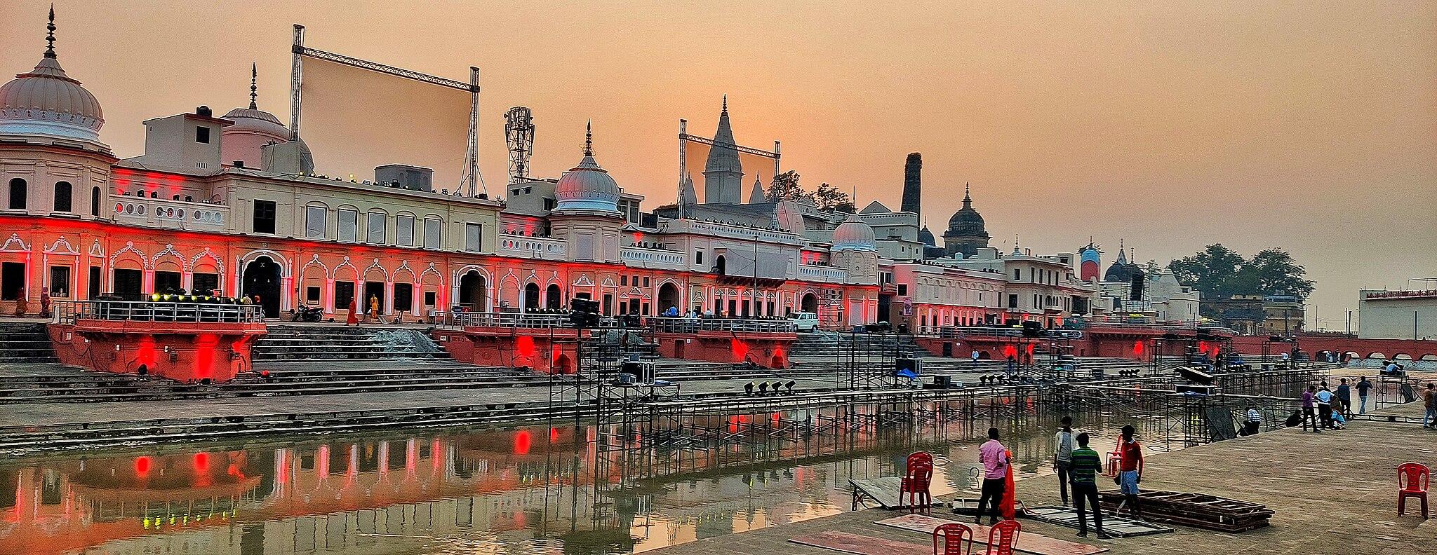 Ayodhya at sunset on Diwali 2021