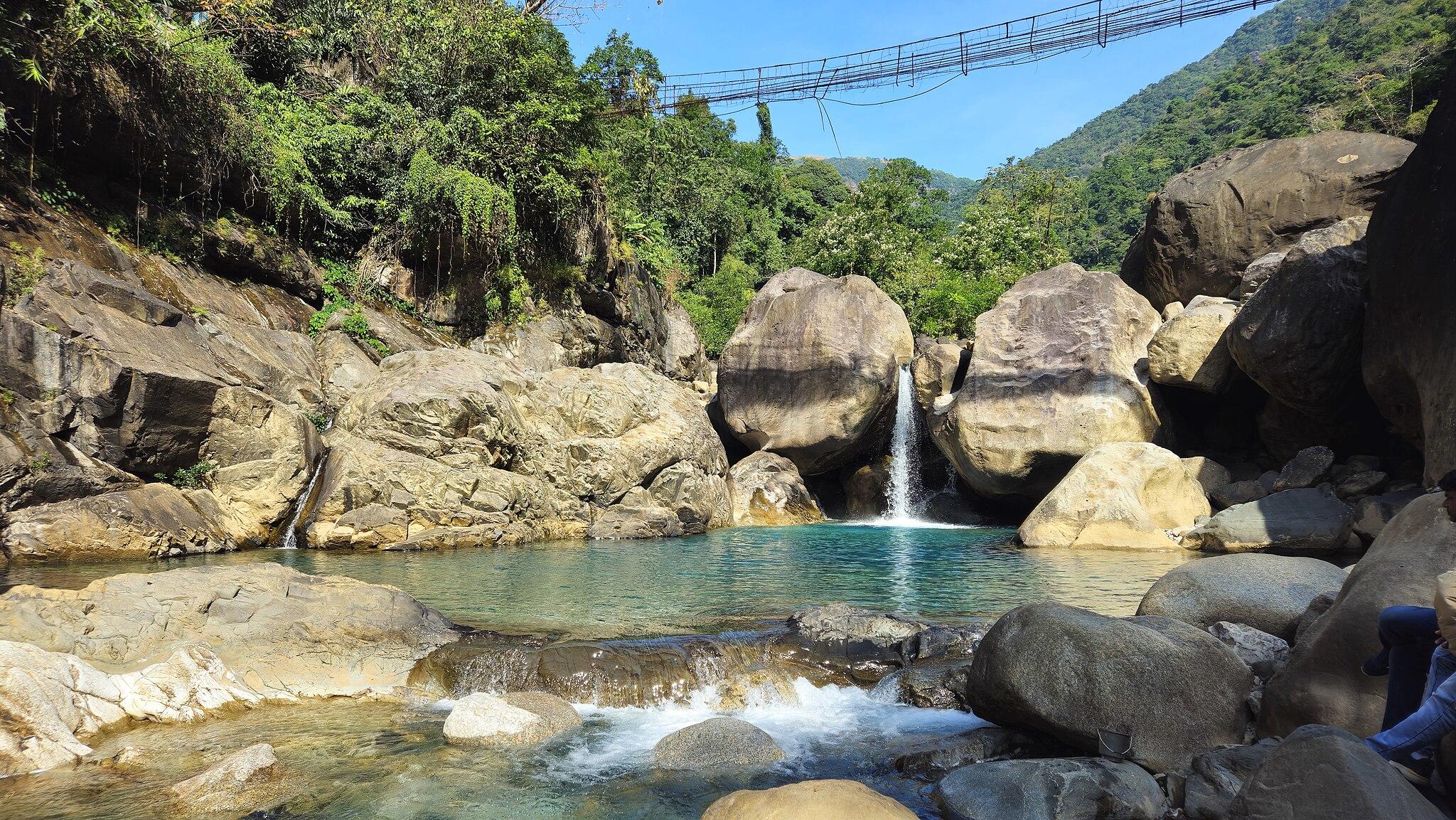 A pristine waterfall located near Cherrapunji