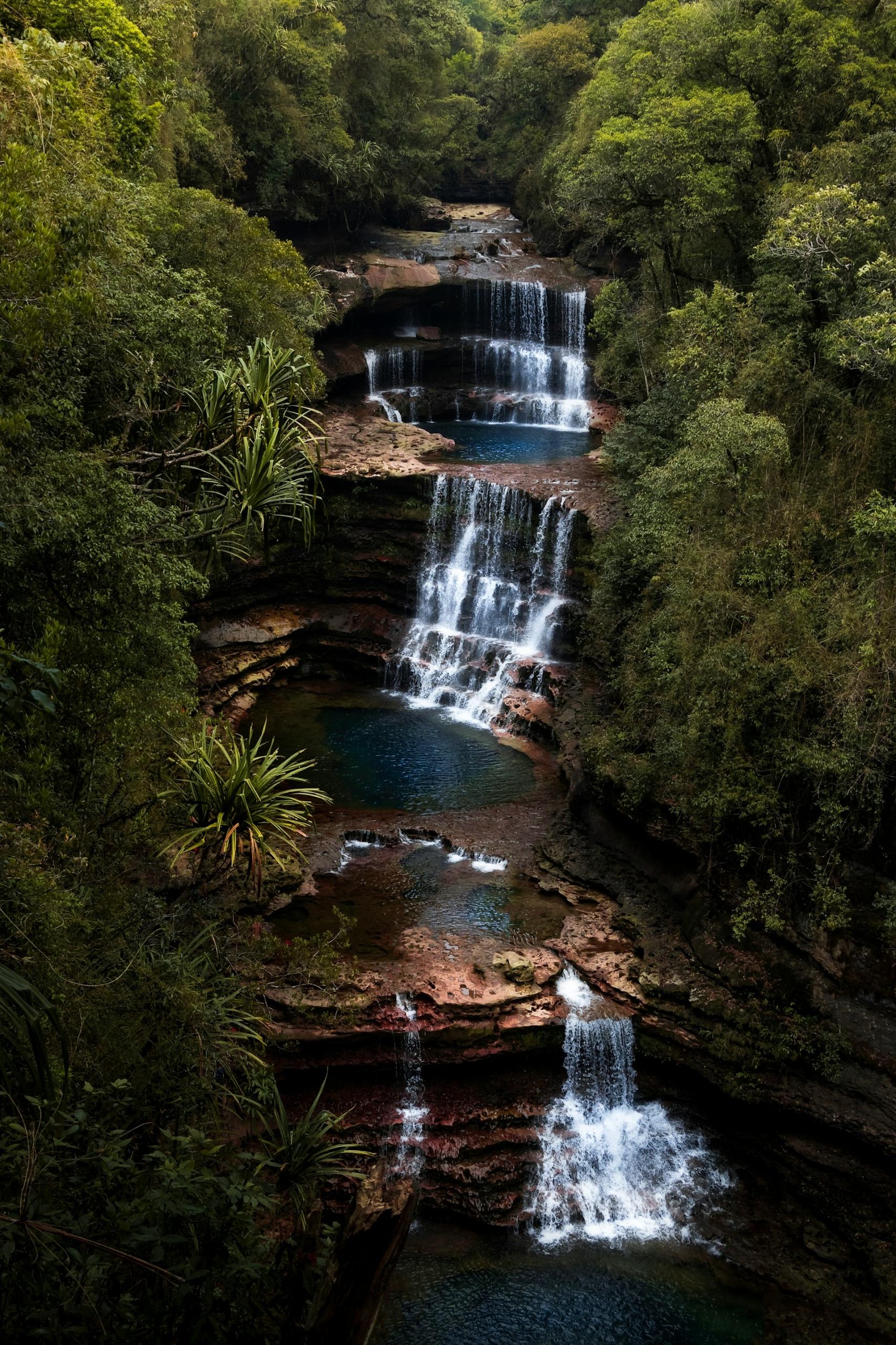 View of the Wei Sawdong waterfall in Cherrapunji