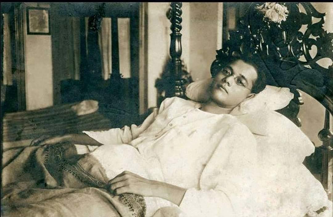 Netaji lying on his bed at home in Calcutta