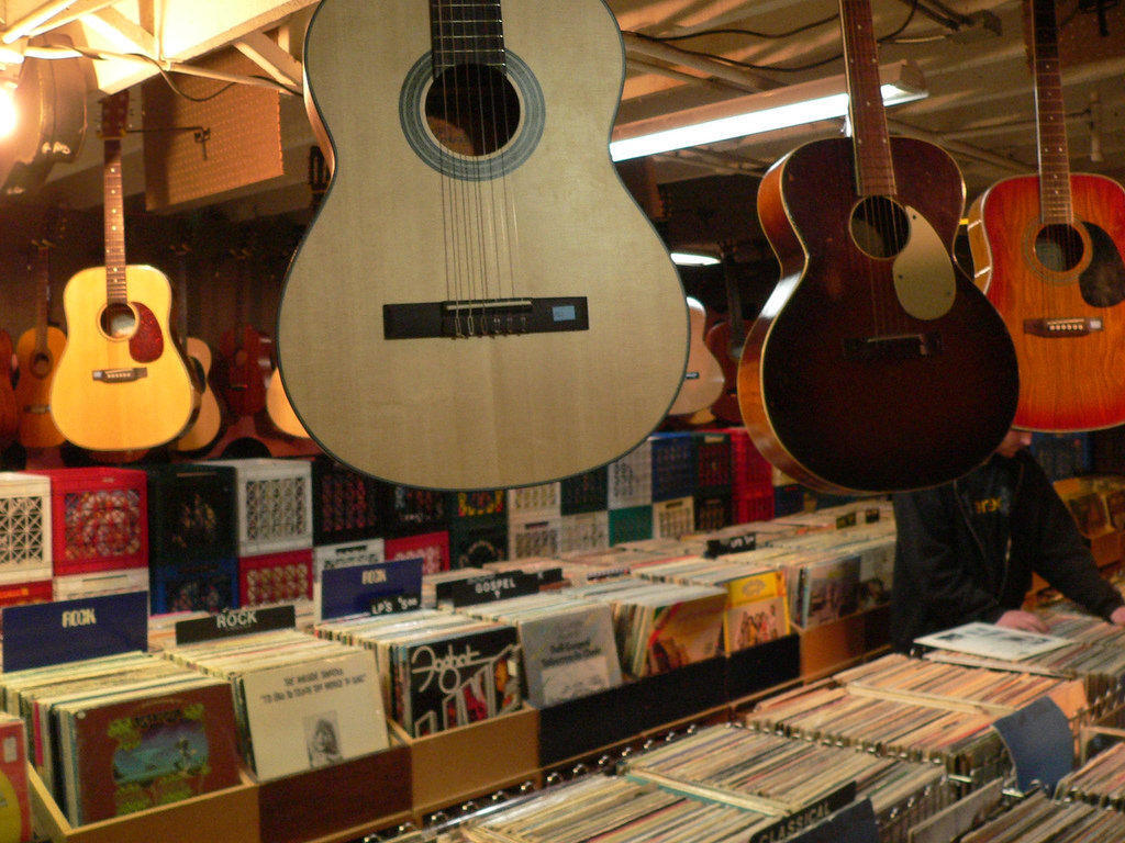 Classical guitars for sale in music shop