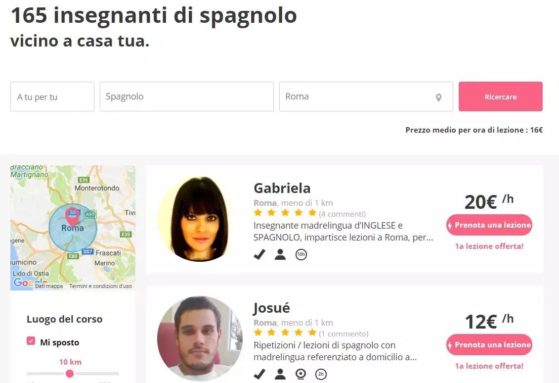 Su Superprof puoi trovare l'insegnante di spagnolo disposto a raggiungerti in ogni quartiere di Roma.