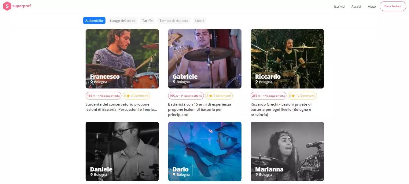 Scopri gli insegnanti di batteria di Bologna di Superprof.