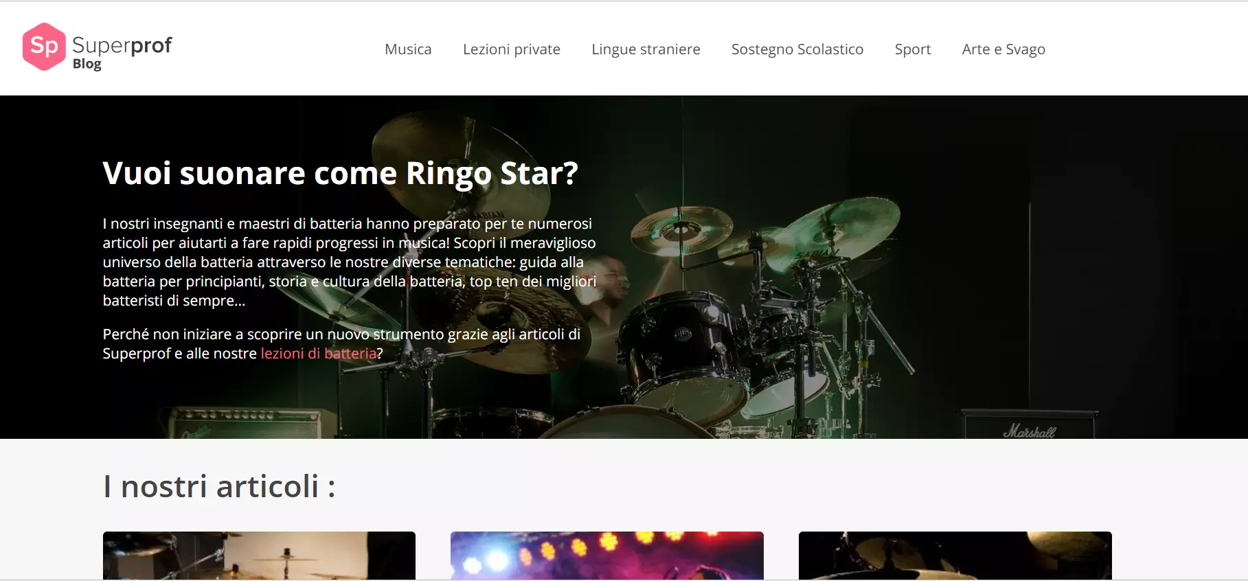 Dove posso trovare informazioni sulle percussioni?