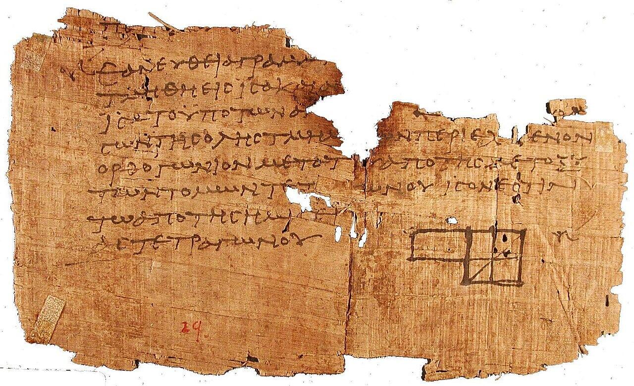 Papiro contenente problemi di geometria euclidea, figlia di pitagora matematica.