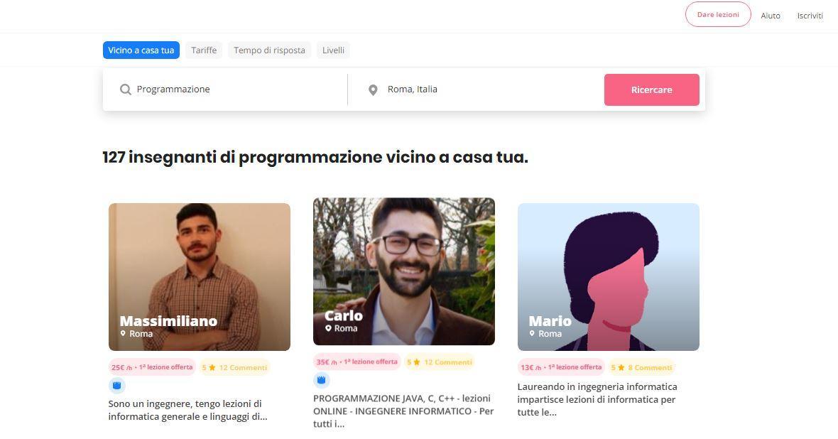 Con un annuncio premium su Superprof sarai tra i primi risultati di ricerca per chi vuole imparare il coding.